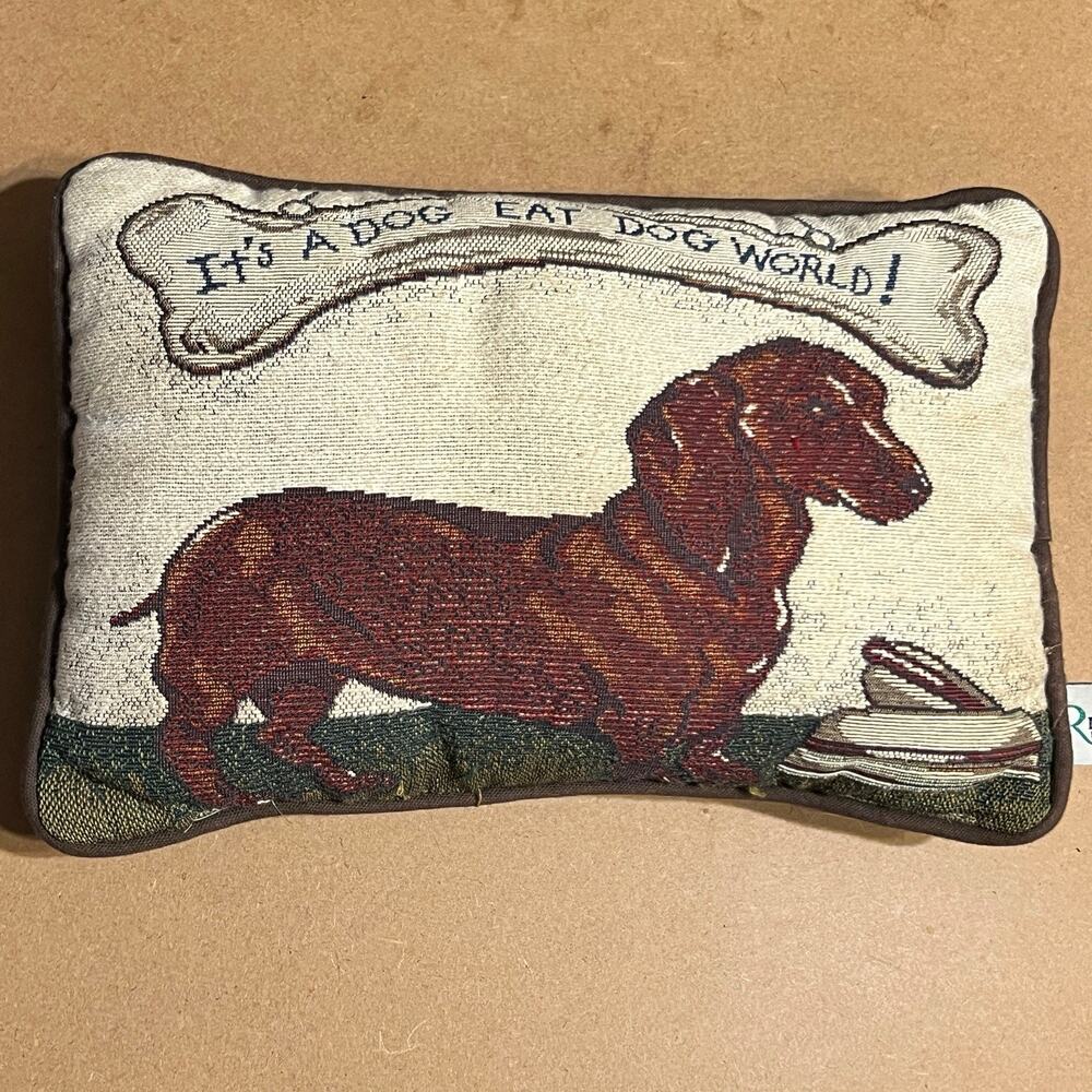 Riverdale "It’s A Dog Eat " Weiner Dachshund Tapestry coach Throw Pillow Hot Dog